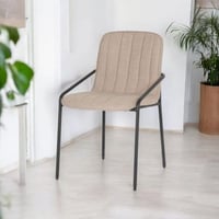كرسي طعام روزالبا قماش بيج بإطار وأرجل حديد -لغرف...