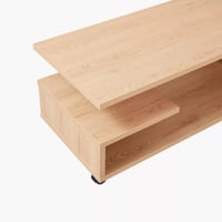 طاولة قهوة أورفيانا خشب هندسي بيج برف و ارجل عجل م...