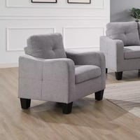 طقم كنب قماش من ميلورا لون رمادي بأرجل بلاستيك متي...