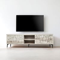 طاولة تلفزيون ميكانوس خشب باللون الابيض مقاس 160 س...