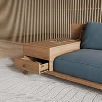 كنبة زاوية يمين موريس على شكل حرف L بارجل خشب لون...