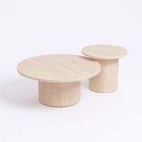 طقم طاولات فيوريلا دائري قطعتين خشب لون بيج