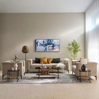 كنبة مفردة أفينزا بمساند ذراعين قماش لون بيج بارجل...