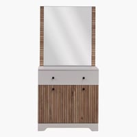 طاولة تزيين مع مرآة بدرج واحد وببابين من لونفيريا