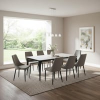 طاولة طعام فيورداليزو سطح بديل الرخام 8 كراسي قماش...