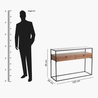 كونسول روبي خشب بسطح زجاج و قاعدة معدن لون بني مقا...