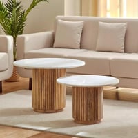 طقم طاولة قهوة زيرلينا مستديرة من قطعتين بسطح من ا...