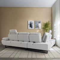 كنبة زاوية زين يسار قماش لون كريمي بظهر قابل للتعد...