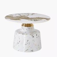 طقم طاولات قهوة كالفييرا بسطح حجر ملبد و قاعدة معد...