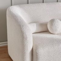 كنبة ليينيو 3 مقاعد قماش بوكليه لون كريمي بارجل بل...