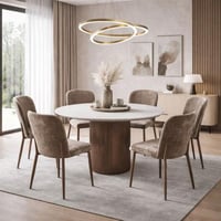 طاولة طعام جولييتّا مستديرة سطح بديل الرخام ابيض و...