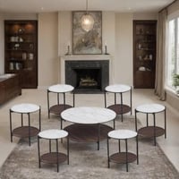 طقم طاولات سانديل سيراميك و الخشب باللون البني -7...