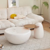 طقم طاولات قهوة سيسيل بسطح زجاج و قواعد خشب - 2 جب...