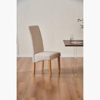 كرسي طعام من أنجيليك قماش بيج بارجل خشب زان لون خش...