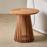 طاولة جانبية دولتشي خشب مستديرة لون خشبي مقاس 50x5...