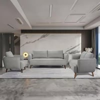 طقم كنب مورينا 3+2+1 مقاعد قماش لون رمادي فاتح بأر...