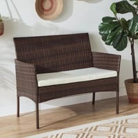 طقم جلسة خارجية كالڤيرا 4 قطع مع وسائد خيزران بني...