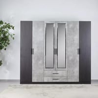 خزانة ملابس بستة أبواب مع أدراج ومرآة من فيرونزا