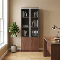 دولاب ملفات سيينا درفتين خشب بني مع زجاج