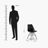 كرسي طعام من إلفيس جلد اسود بارجل معدن مقاس 83X59X...