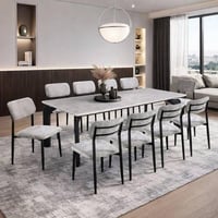 طاولة طعام إيزابيلا مستطيلة سطح الرخام رمادي بأرجل...