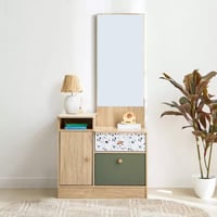 طاولة تزيين بدرجين وباب واحد و رف ومرآة من زازولين...