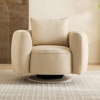 كنبة مفردة إفانيا دوّار بوسادة قماش لون بيج بقاعدة...