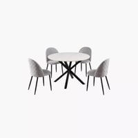 طقم سفرة 4 مقاعد بسطح مستدير من الحجر الملبد من وي...