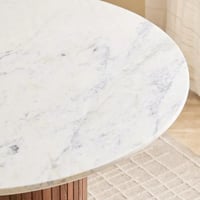 طاولة سفرة بسطح رخام أصلي مستدير لـ4 مقاعد مع قاعد...