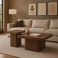 طقم طاولات خدمة كارينا مودرن قطعتين خشب لون بني