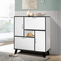 خزانة تنظيم أحذية 4 أبواب خشب ماليزي-ابيض واسود