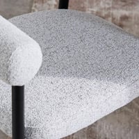 كرسي طاولة طعام قماش بوكلية رمادي فاتح بأرجل معدن...