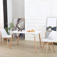 طاولة سُفرة مستطيلة سطح خشب لون ابيض 6 كراسي بأرجل...