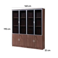 دولاب ملفات سيينا 4 درفات خشب بني فاتح مع زجاج