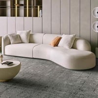 كنب زاوية بتصميم منحني إيفا علي شكل حرف L قماش شان...