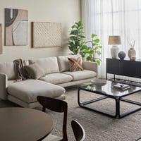 كنبة زاوية لويس علي شكل حرف L لون بيج