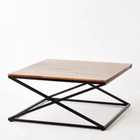 طاولة قهوة رينفورا سطح الخشب الصلب و هيكل معدن اسو...