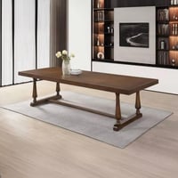 طقم طاولة سفرة بسطح خشبي بني 10 كراسي قماش لون رما...