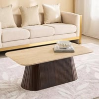 طاولة قهوة لونڤيسّا بسطح رخامي بيج وقاعدة خشبية سا...