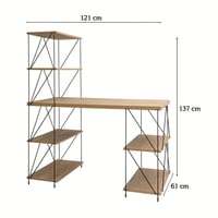 طاولة مكتبية مودرن مع 5 رفوف خشب تصميم مفتوح ليتشي...