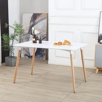 طاولة سُفرة مستطيلة سطح خشب لون ابيض 6 كراسي بأرجل...