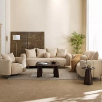 كنبة مفردة إفانيا دوّار بوسادة قماش لون بيج بقاعدة...