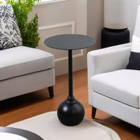 طاولة خدمة برونتو مستديرة بقاعدة ثابتة - لون أسود