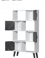 خزانة كتب مقسمة - أبيض وأسود رخامي