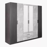 خزانة ملابس بستة أبواب مع أدراج ومرآة من فيرونزا