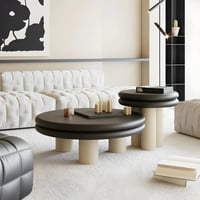 طقم طاولات قهوة نوفا دائرية مزدوجة بطابع نحتي لون...