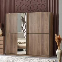 خزانة ملابس بباب انزلاقي و2 درج ومرآة من جينوفا