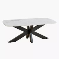 طاولة قهوة فورلينا بسطح رخام ابيض و ارجل معدن اسود