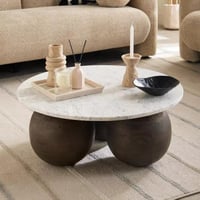 طاولة قهوة ميرڤيسّا بسطح من الرخام الأصلي وقاعدة م...