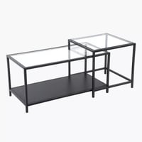 طقم طاولات قهوة فِلريسا بسطح زجاج هيكل معدن اسود ق...